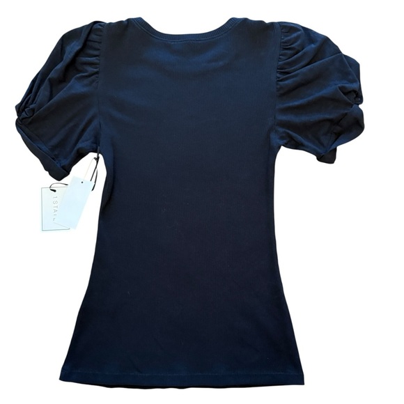 1. State Black Puff Sleeve Fitted Top NWT - Picture 6 of 7